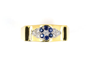 90887 - SOLD - Gold Diamond Sapphire Ring