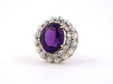 91148 - Circa 1950 Gold Amethyst Diamond Pearl Cluster Ring