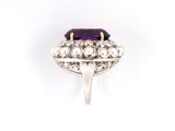 91148 - Circa 1950 Gold Amethyst Diamond Pearl Cluster Ring