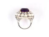 91148 - Circa 1950 Gold Amethyst Diamond Pearl Cluster Ring