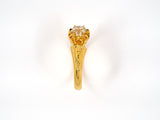 91393 - Gold Diamond Antique-Style Carved Chased Scalloped Solitaire Ring