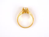 91394 - Gold Diamond Antique-Style Carved Chased Scalloped Solitaire Ring