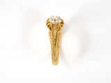 91619 - SOLD - Gold Diamond Antique-Style Carved Chased Scalloped Solitaire Ring