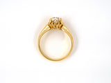 91619 - SOLD - Gold Diamond Antique-Style Carved Chased Scalloped Solitaire Ring