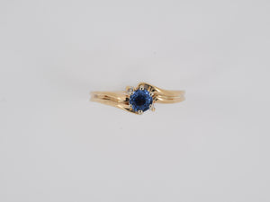 91972 - SOLD - Gold Sapphire Diamond Twist Engagement Ring