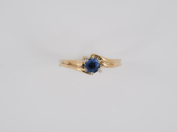 91972 - SOLD - Gold Sapphire Diamond Twist Engagement Ring