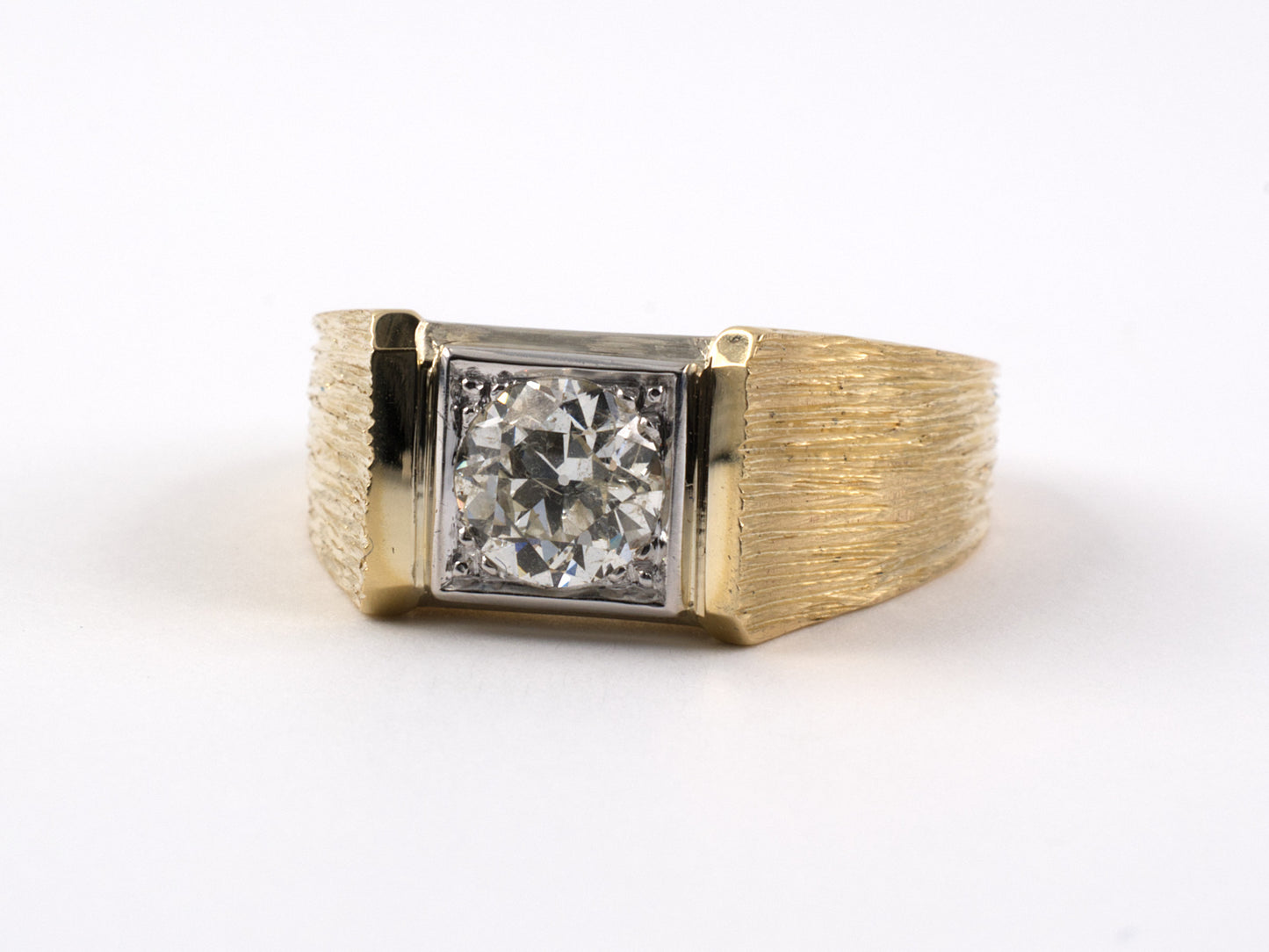 92231 - Circa 1950 Gold Palladium Diamond Sabi Gents Ring