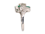 92248 - SOLD - Art Deco Platinum Diamond Emerald Cocktail Ring