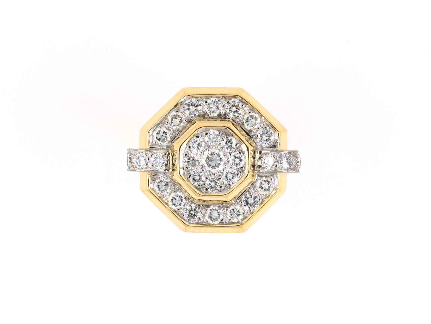 92636 - SOLD - Gold Diamond Cluster Octagonal Ring