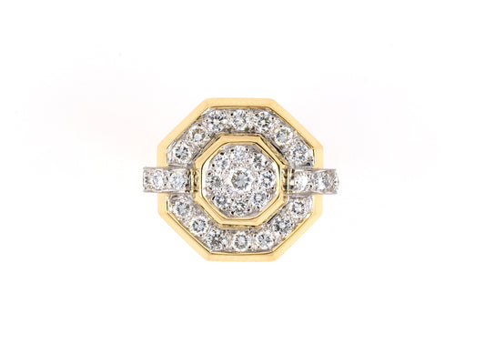 92636 - SOLD - Gold Diamond Cluster Octagonal Ring