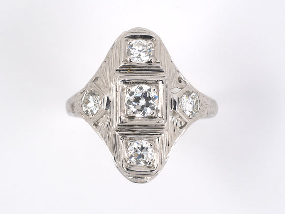 92775 - Art Deco Gold Diamond Dinner Ring