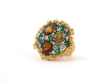 92818 - Circa1960 Mcteigue Platinum Gold Tourmaline Emerald Diamond Ring