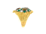 92818 - Circa1960 Mcteigue Platinum Gold Tourmaline Emerald Diamond Ring