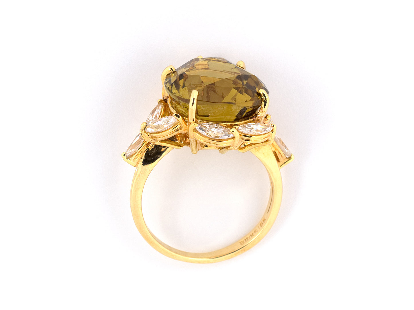 92967 - SOLD - Birks Gold AGL Chrysoberyl Diamond Cluster Dinner Ring