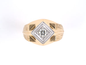 93174 - Retro Gold Palladium Diamond Gents Ring