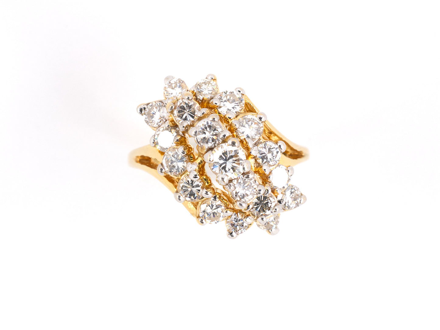 93175 - Gold Diamond Tiered Twist Ring