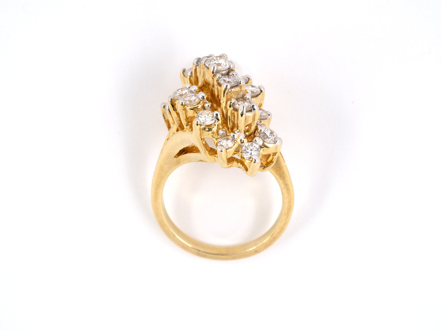 93175 - Gold Diamond Tiered Twist Ring