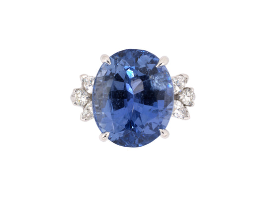 93331 - SOLD - Circa 1950s Platinum AGL Sapphire Diamond Ring