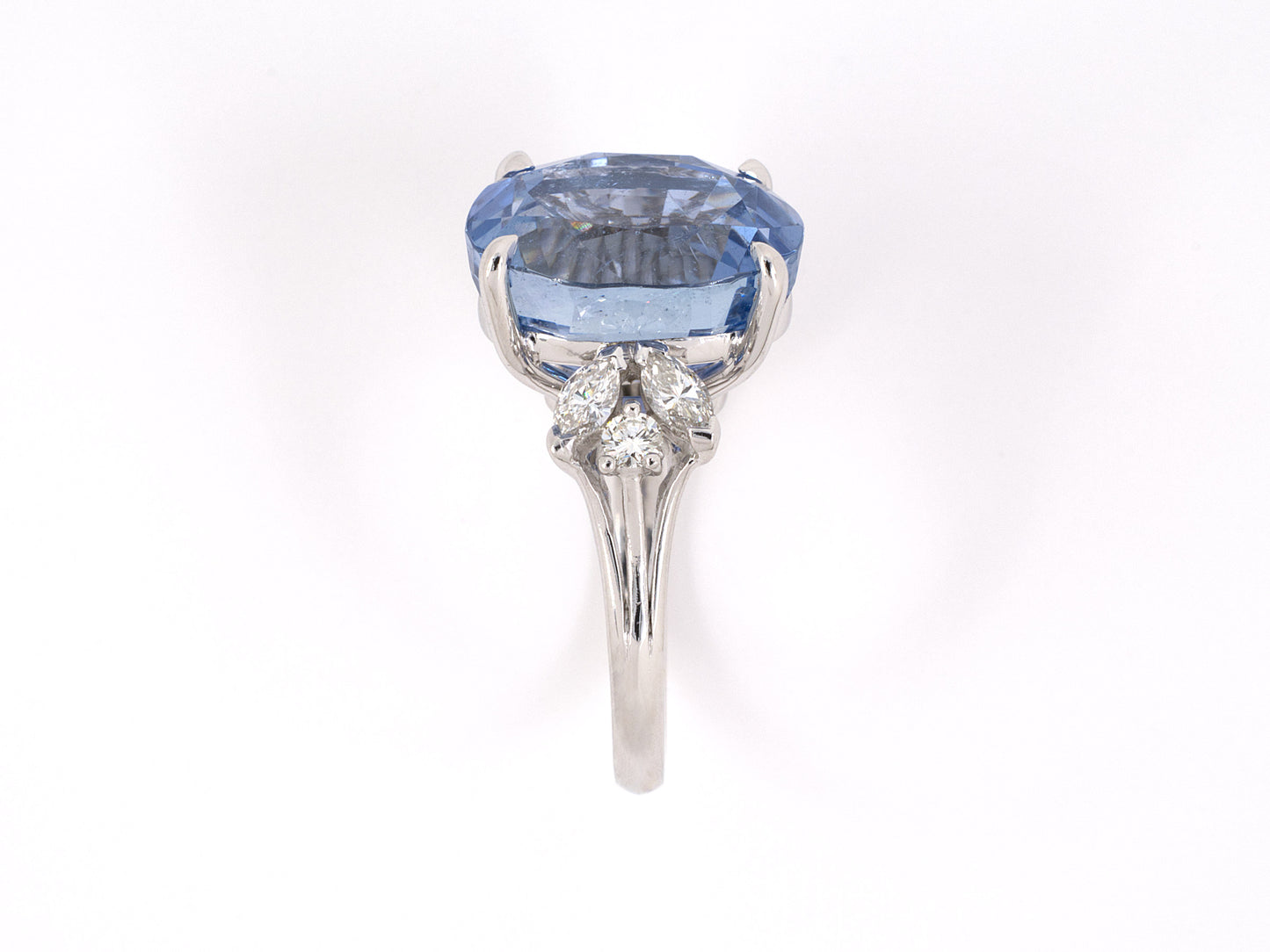93331 - SOLD - Circa 1950s Platinum AGL Sapphire Diamond Ring