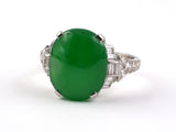 93332 - Art Deco Platinum Diamond Jadeite Ring