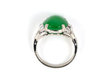 93332 - Art Deco Platinum Diamond Jadeite Ring