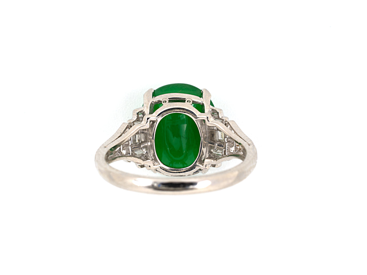 93332 - Art Deco Platinum Diamond Jadeite Ring