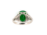 93332 - Art Deco Platinum Diamond Jadeite Ring