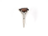 93366 - Platinum Pear Shape Garnet Tapered Baguette Diamond Engagement Ring