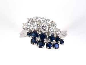 93479 - Circa 1979 Oscar Heyman Platinum Diamond Sapphire Cluster Twist Ring