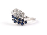 93479 - Circa 1979 Oscar Heyman Platinum Diamond Sapphire Cluster Twist Ring
