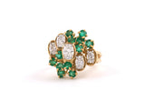 93493 - Circa 1976 Oscar Heyman Platinum Gold Diamond Emerald Cluster Twist Ring