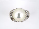 94127 - Platinum South Sea Pearl Diamond Swirl Ring