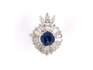 94349 - Circa 1960 Platinum Sapphire Diamond Dinner Ring