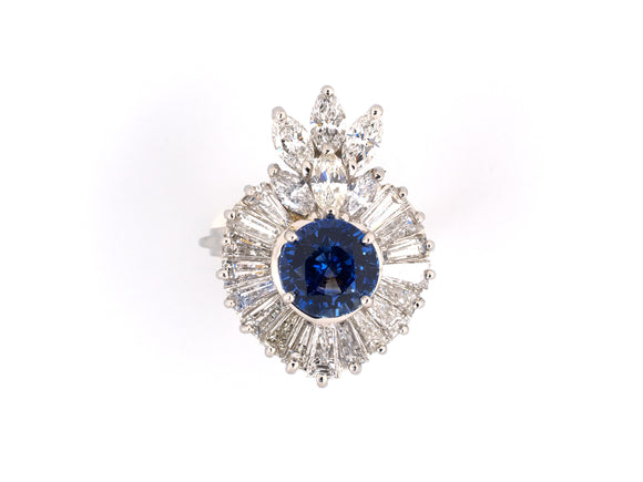 94349 - Circa 1960 Platinum Sapphire Diamond Dinner Ring