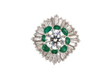 94474 - Circa 1960 Platinum GIA Diamond Emerald Ballerina Ring