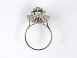 94474 - Circa 1960 Platinum GIA Diamond Emerald Ballerina Ring