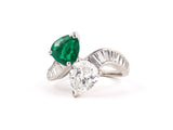 94674 - Platinum Emerald Colombian Twist Ring