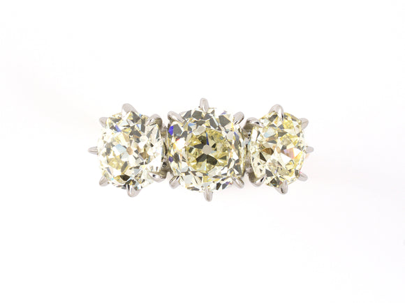 94839 - Platinum Gold Diamond Cushion 3-Stone Ring