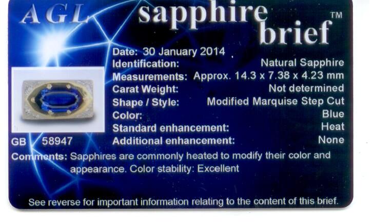 94849 - SOLD - Gold AGL Sapphire Diamond Oval Cocktail Ring