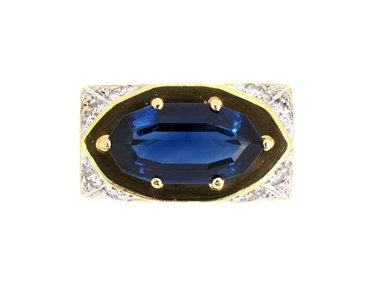 94849 - SOLD - Gold AGL Sapphire Diamond Oval Cocktail Ring