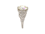 95007 - Art Deco Platinum GIA Diamond Filigree Ribbon Bow Design Engagement Ring