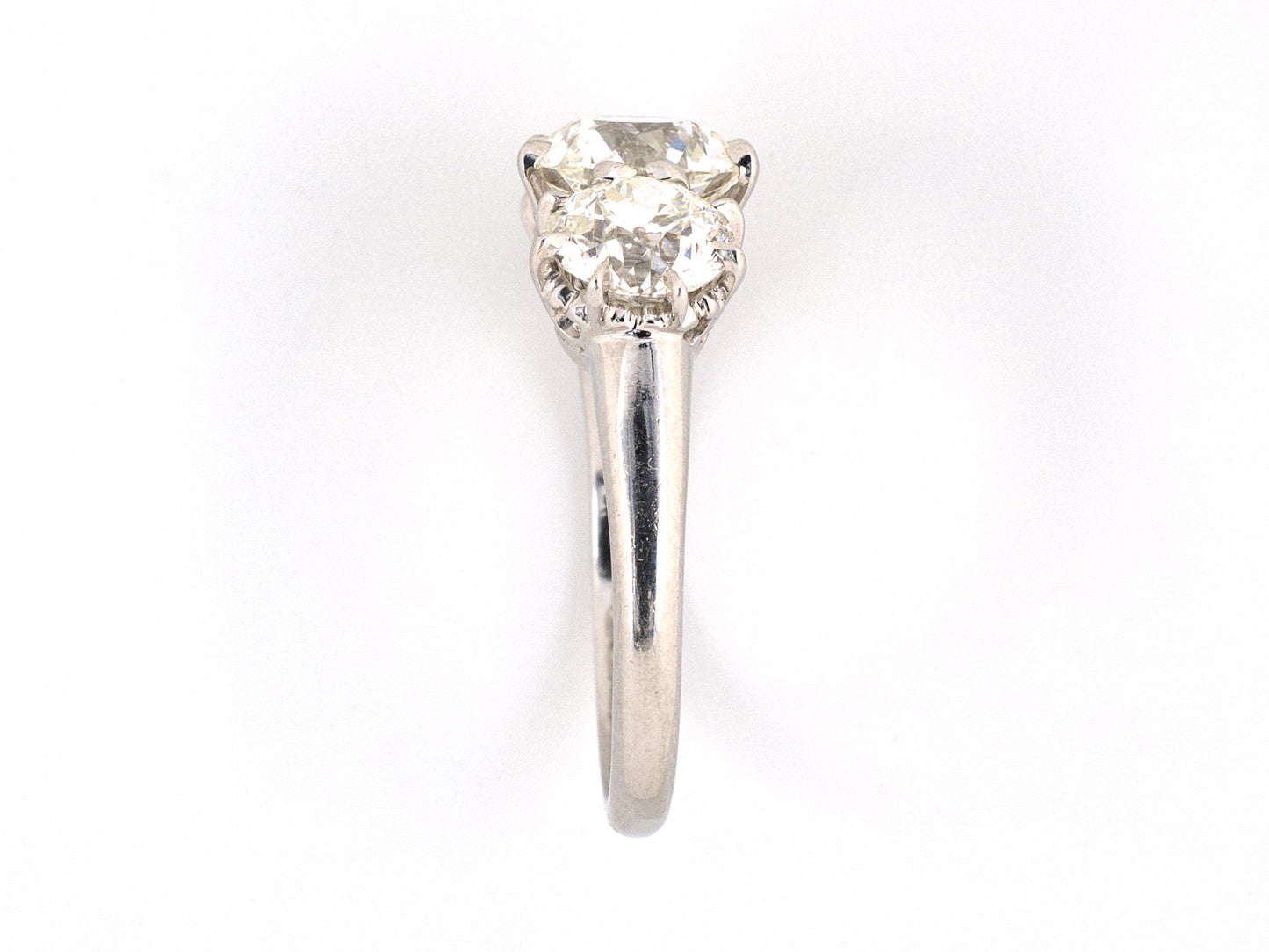 95047 - Platinum GIA Diamond Filigree 3-Stone Ring