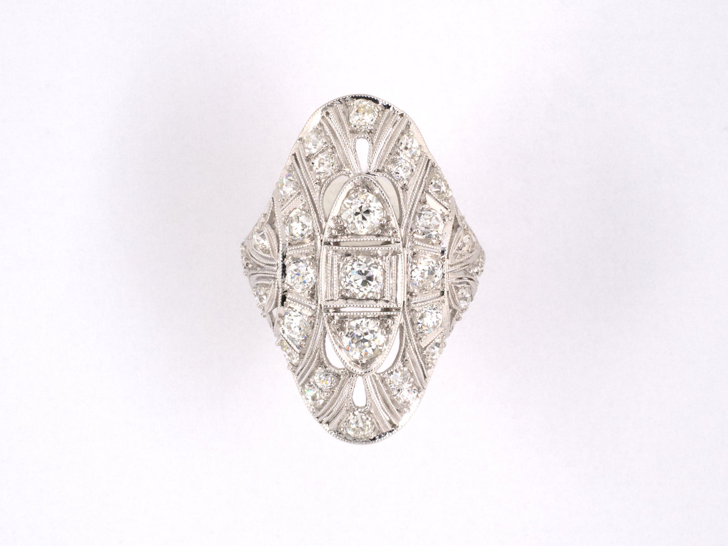 95593 - SOLD - Art Deco Platinum Diamond Dinner Ring