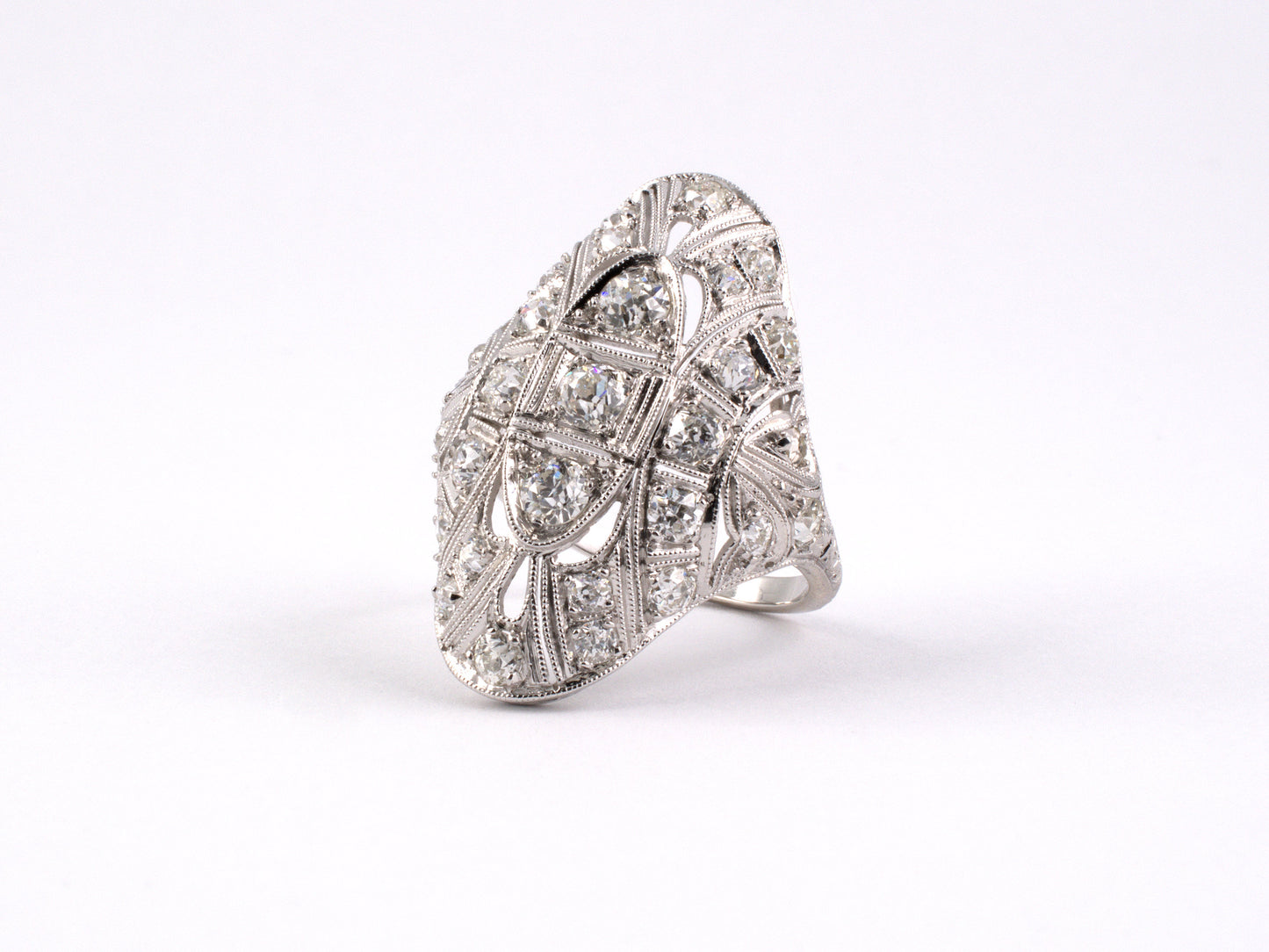 95593 - SOLD - Art Deco Platinum Diamond Dinner Ring