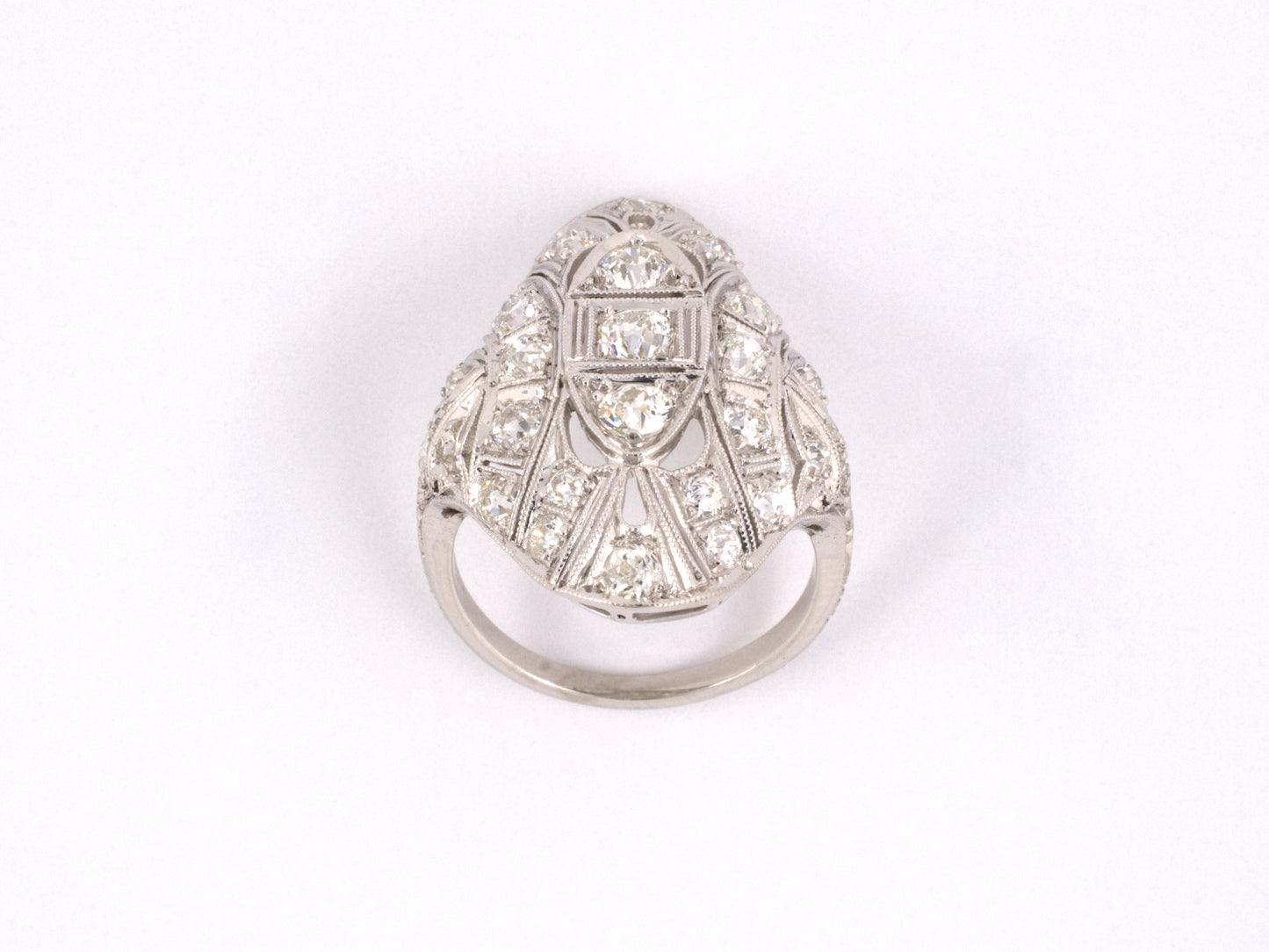 95593 - SOLD - Art Deco Platinum Diamond Dinner Ring