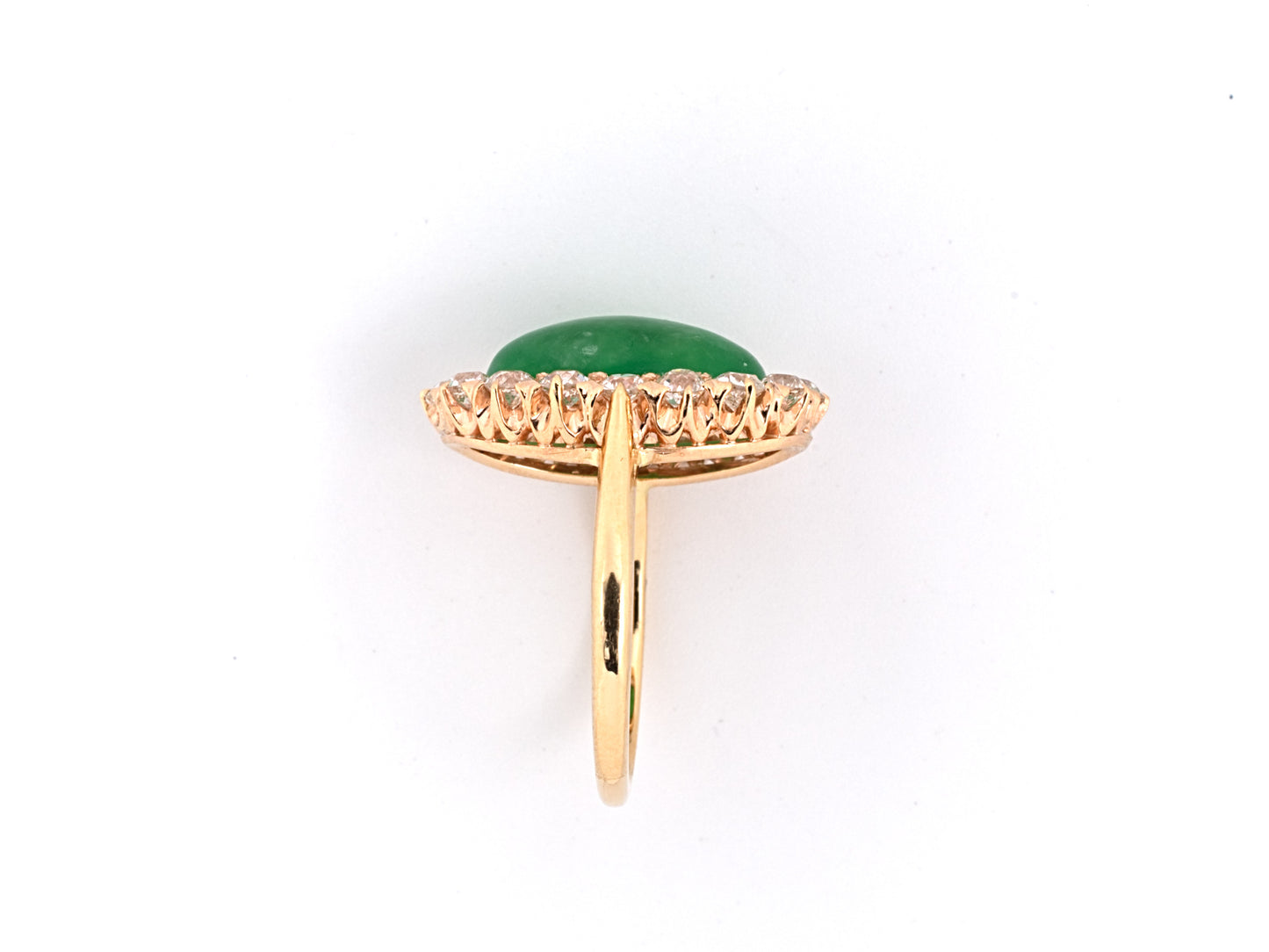 95674 - Victorian Gold GIA Jadeite Diamond Oval Cluster Ring
