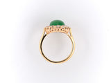 95674 - Victorian Gold GIA Jadeite Diamond Oval Cluster Ring