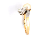 95683 - Edwardian Platinum Gold Diamond Pearl Twist Ring