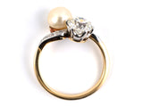 95683 - Edwardian Platinum Gold Diamond Pearl Twist Ring