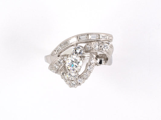 96340 - Circa1950s Platinum Diamond Swirl Cocktail Ring